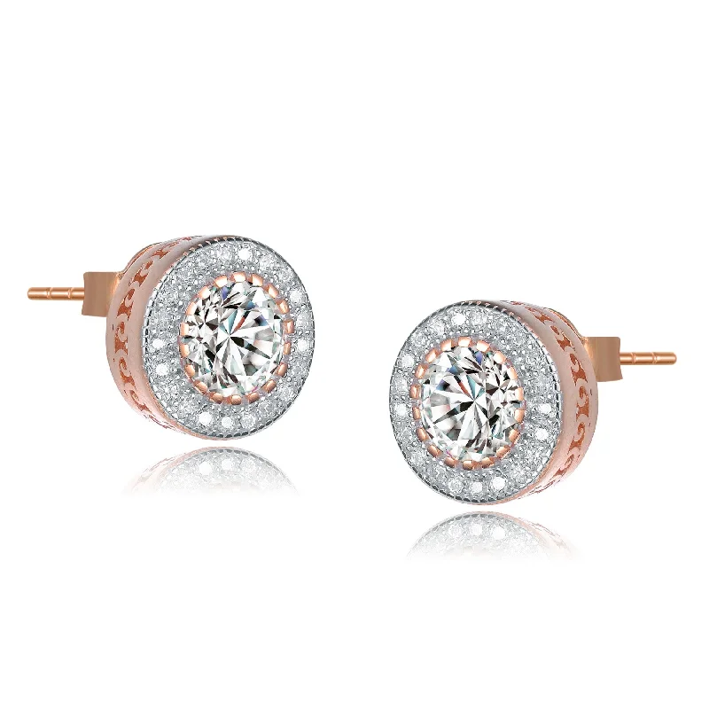 GV Sterling Silver Cubic Zirconia Round Earrings