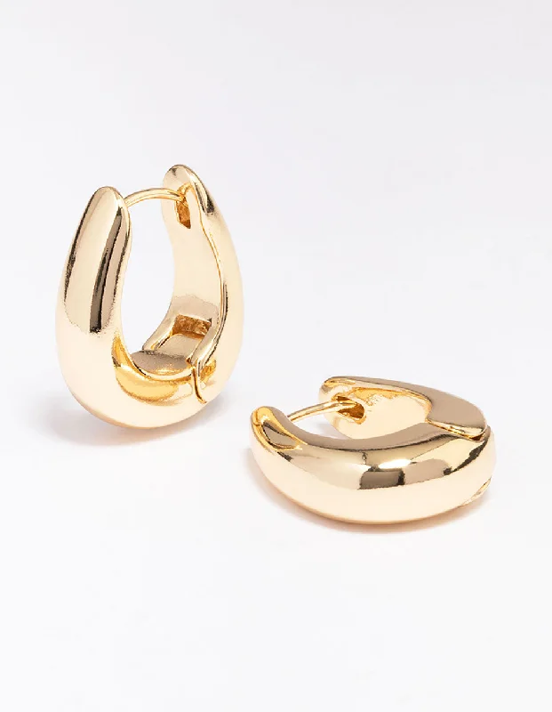 Gold Plated Large Bold Oval Hoop Earrings