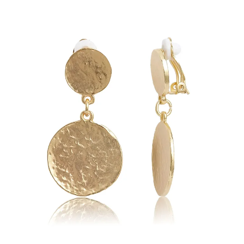 Hammered Coins Clip Earrings