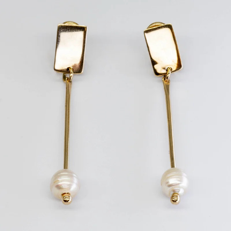 Hanging Pearls Gold Clip Earrings