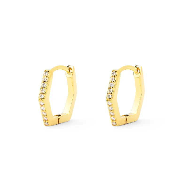 Hexagon L Spark Gold Earrings