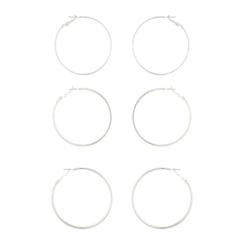 Silver Trio 60mm Hoop Earrings