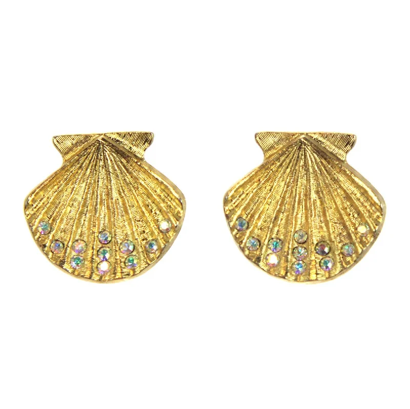 Kirks Folly Scalloped Shell Clip Earrings