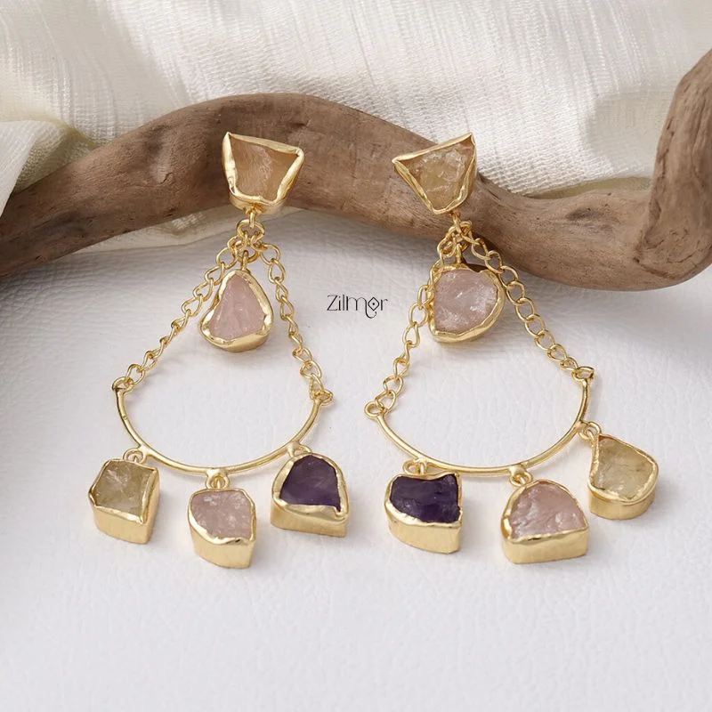 KR200130 - Natural Raw Stone Earring