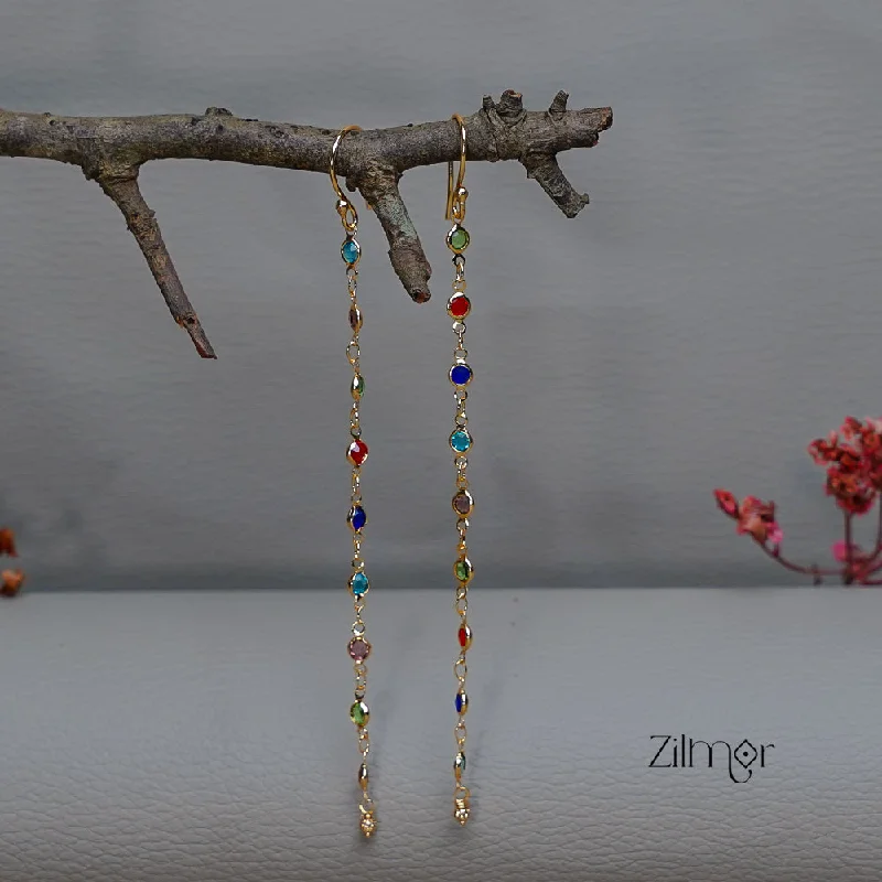 KT1011153 -Gold Semi Precious Stone Long Earrings