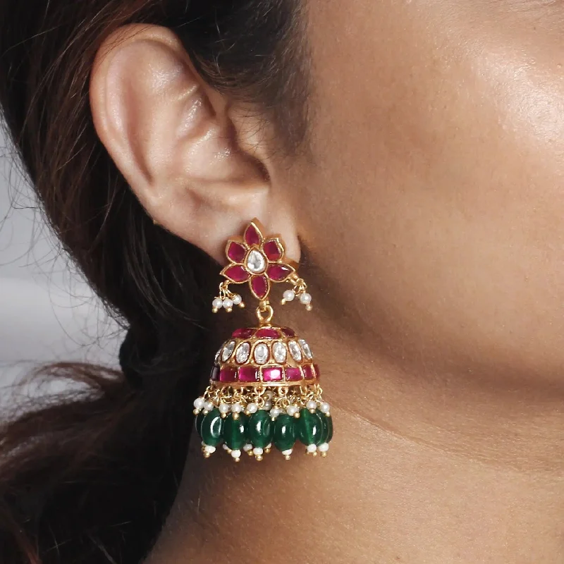 Silver Kundan Jhumka