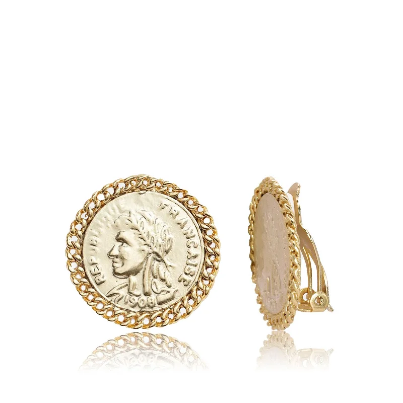 French Coin Clip Earrings