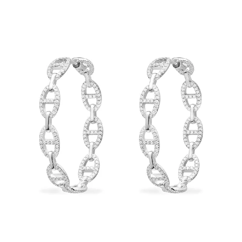 Large Maille Marine Hoop Earrings - silver