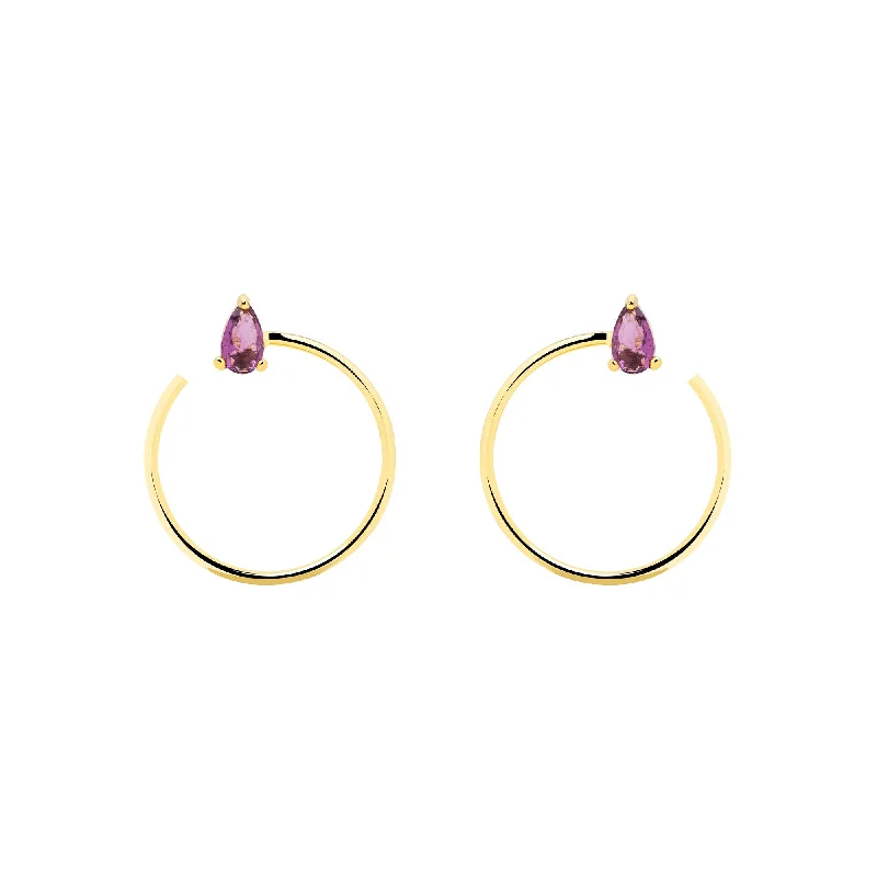 Lavande Circle Drop Gold Earrings