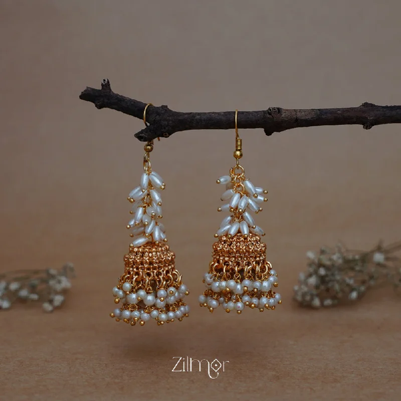 NV1011147 -  Pearl ClusterMinimal Hoop Jhumka Earrings