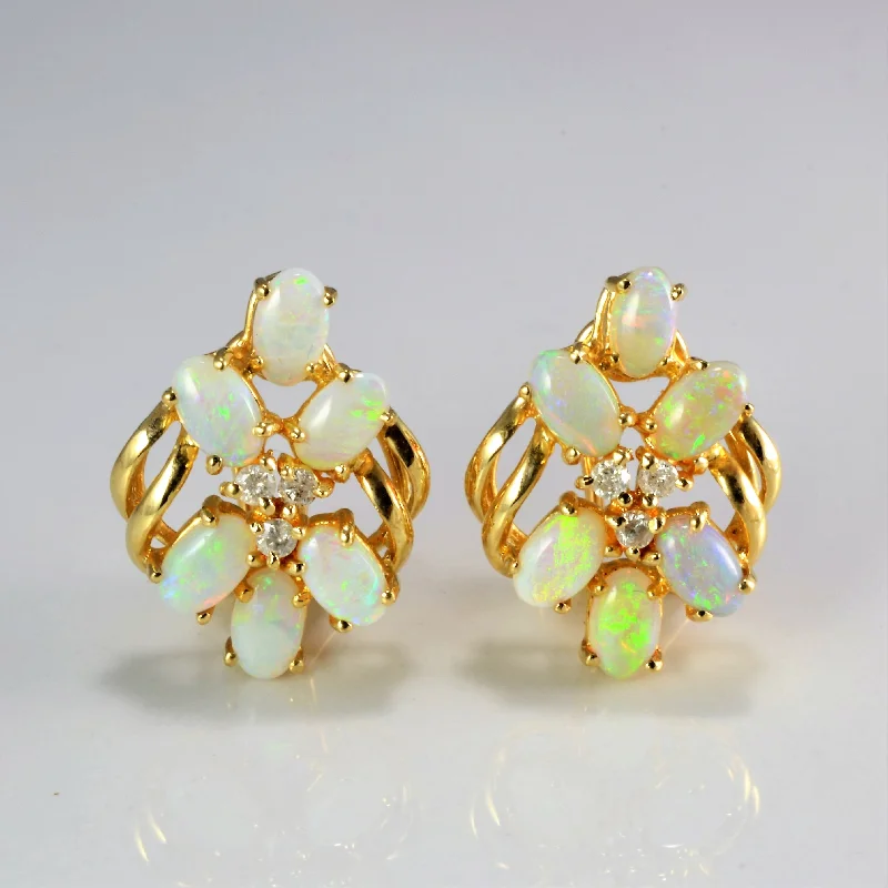 Opal & Diamond Clip Earrings | 0.12 ctw |