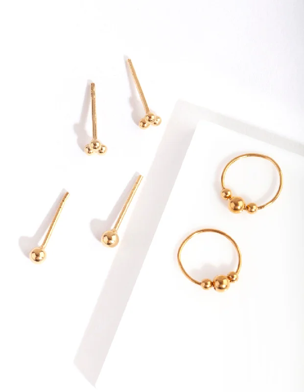 Gold Plated Sterling Silver Ball Cluster Pack Earring