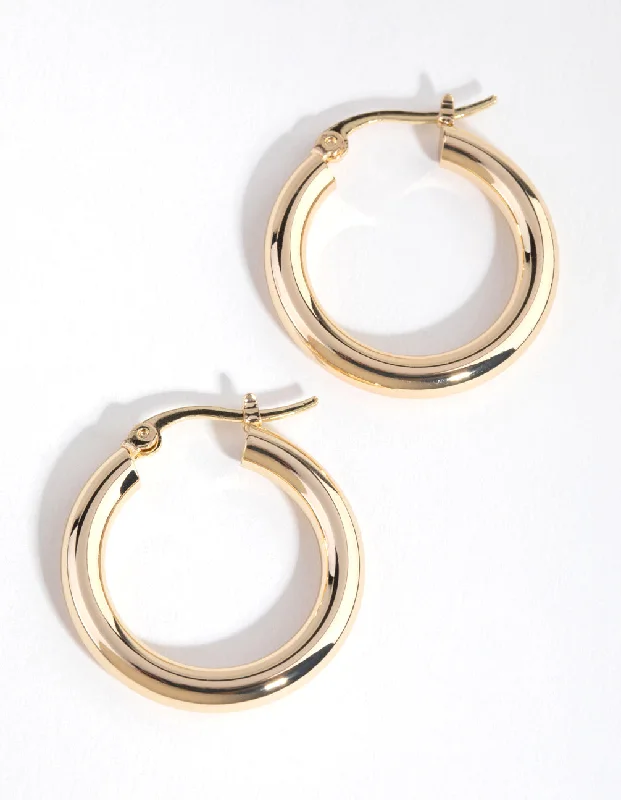 Gold Plated Medium Hoop Earrings