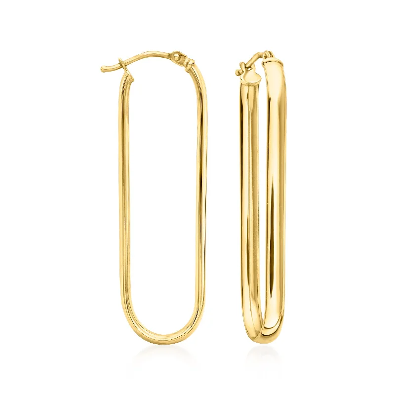 Ross-Simons Italian 14kt Yellow Gold Paper Clip Link Hoop Earrings