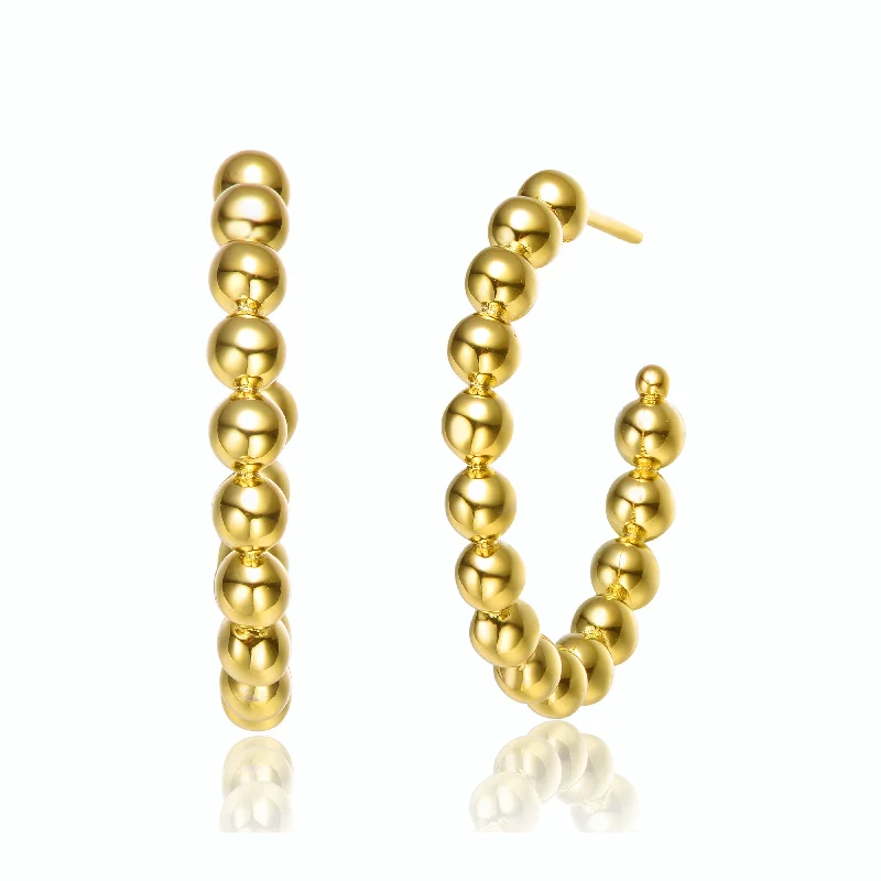 Rachel Glauber 14k Gold Plated Bead Open Hoop