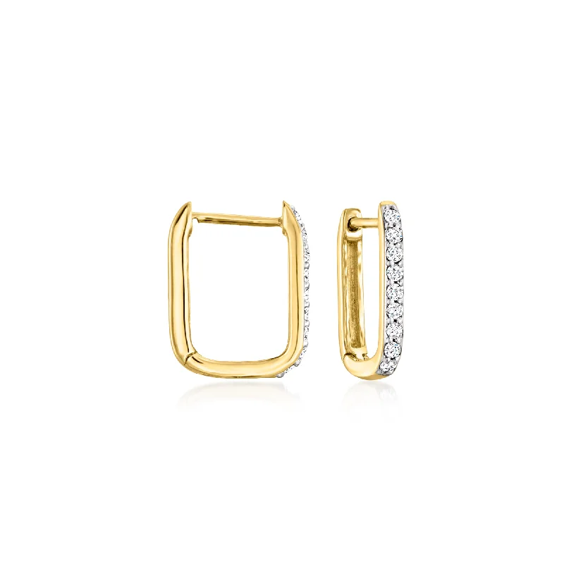 RS Pure by Ross-Simons Diamond Paper Clip Link Hoop Earrings in 14kt Yellow Gold