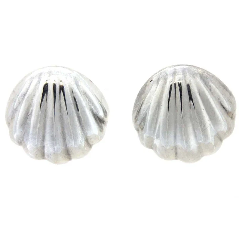 Scalloped Clip Earrings Sterling Silver