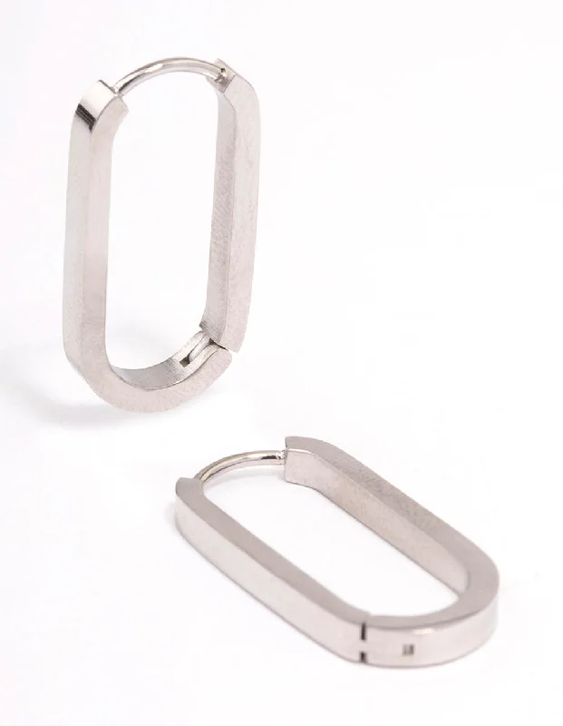 Surgical Steel Large Rectangular Huggie Earrings