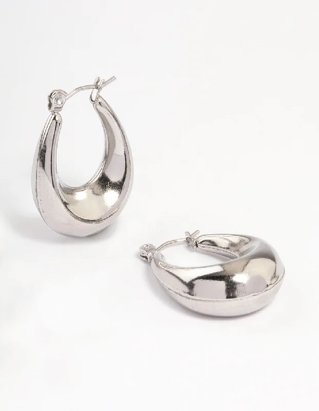 Surgical Steel Wide Oval Hoop Earrings