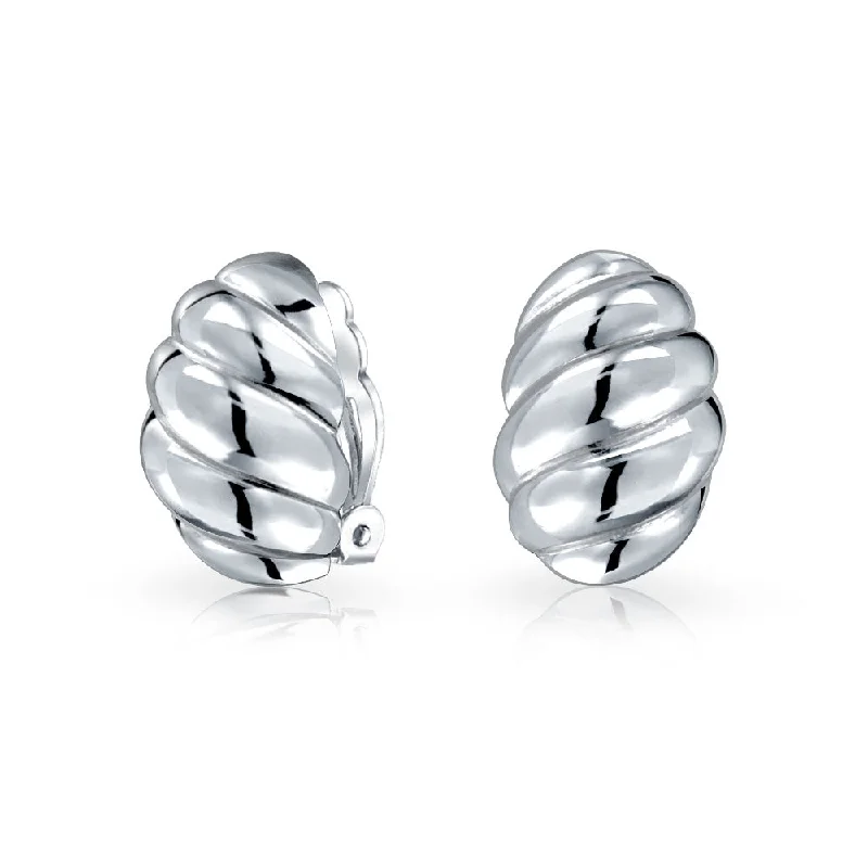 Shrimp Style Wavy Twist Clip-On Earrings for Non-Pierced Ears Sterling Silver