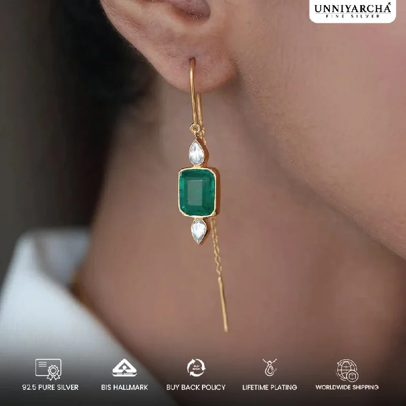 Silver Green Sui Dhaga Earring