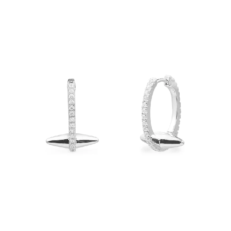 Small Hoop & Spike Earrings - silver