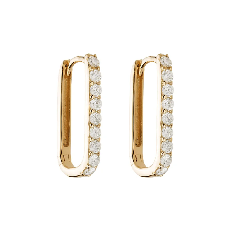 Diamond Small Paperclip Hoop Earring