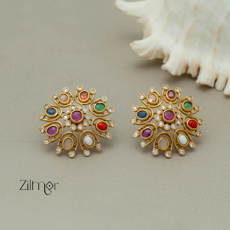 SN101637 - Navarathna Stones Earrings