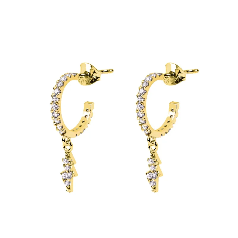 Spark Lighting Bolt Gold Hoop Earrings