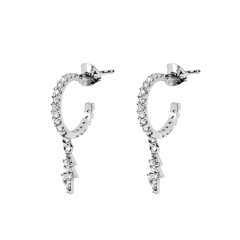 Spark Lighting Bolt Silver Hoop Earrings