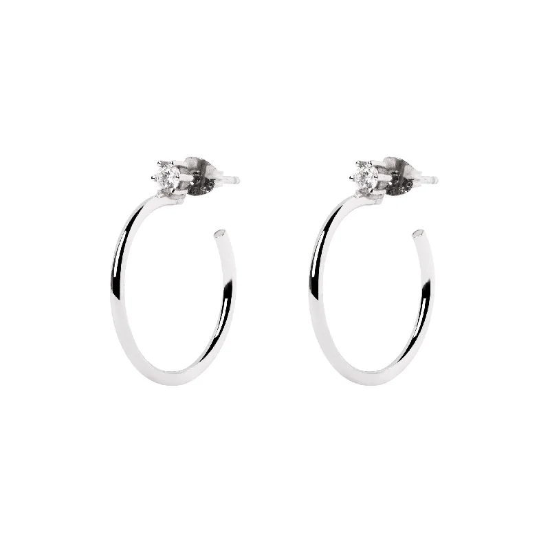 Spark Silver Hoop M Earrings