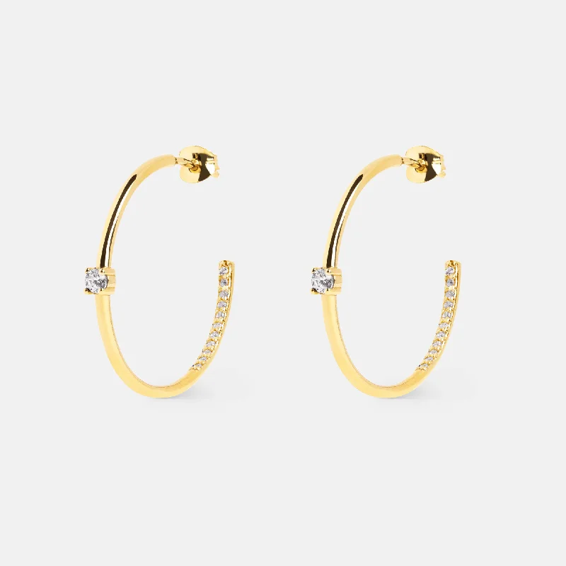 Star Dust Gold Hoop Earrings