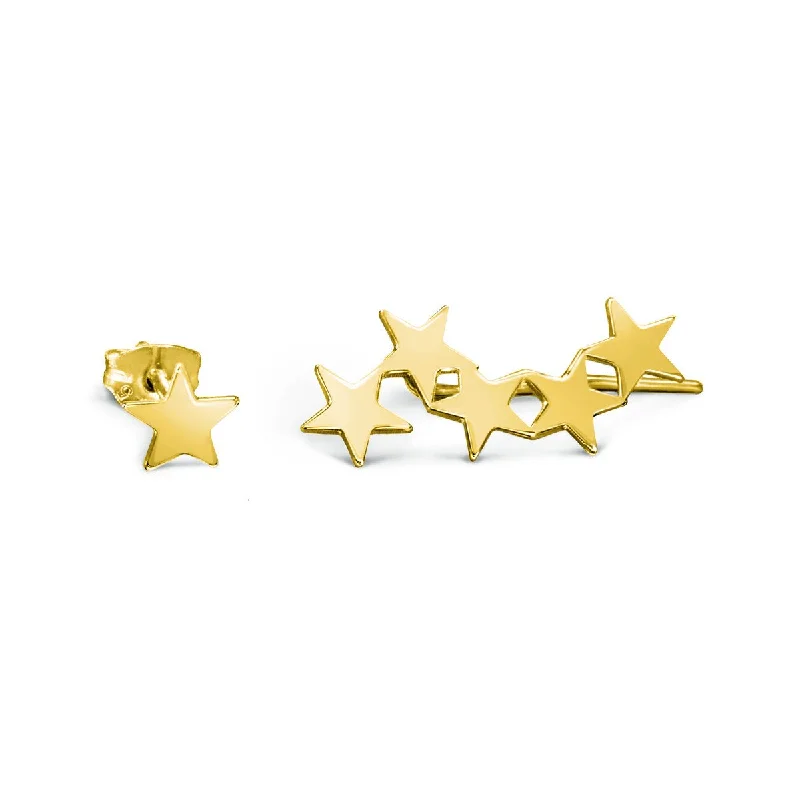 Star & Stud Gold Earrings