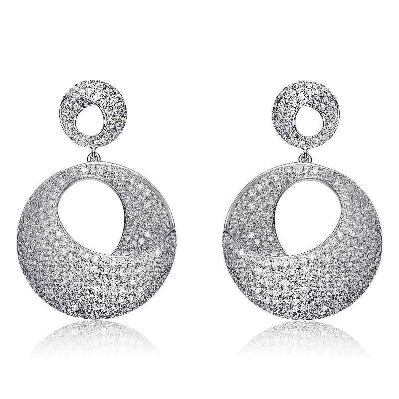 Sterling Silver Cubic Zirconia Overlap Circle Earrings