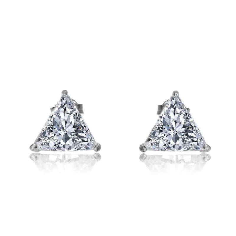 Sterling Silver Cubic Zirconia Triangle Earrings