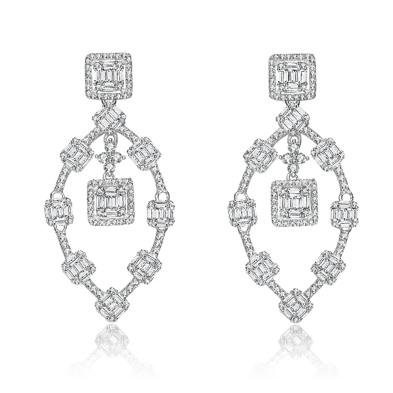 Sterling Silver Ring Of Cubic Zirconia Earrings