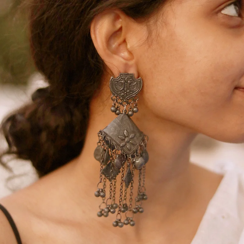 Teejh Sharvya Silver Oxidised Earrings