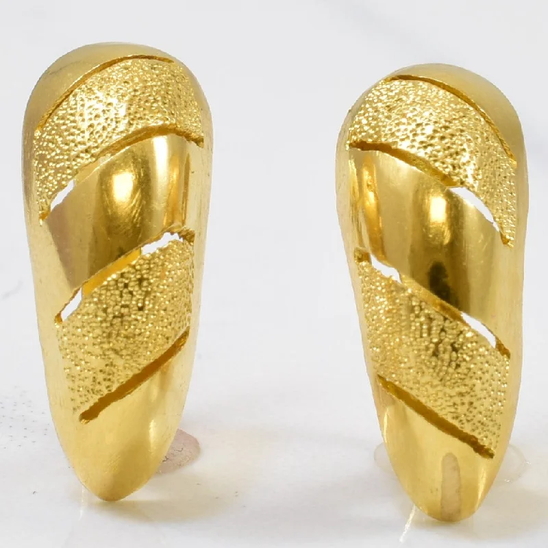 Textured Yellow Gold Huggie Clip Earrings |