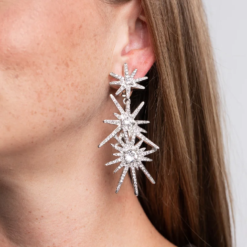 Three Starburst Clip Earrings