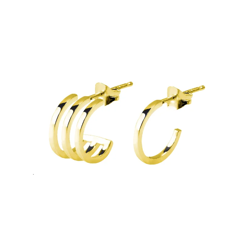 Triple Gold Hoop Earrings