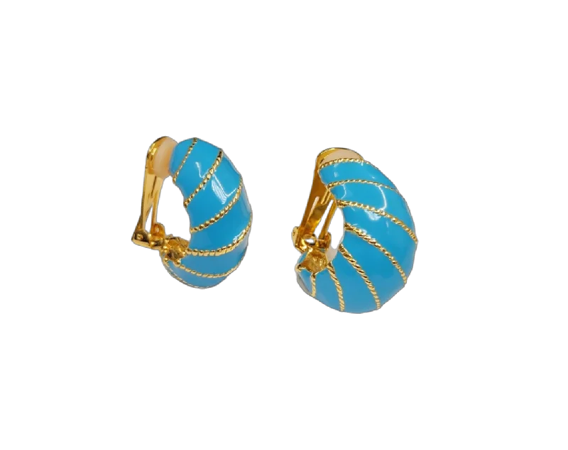 Turquoise Twist Rope Hoop Clip Earring