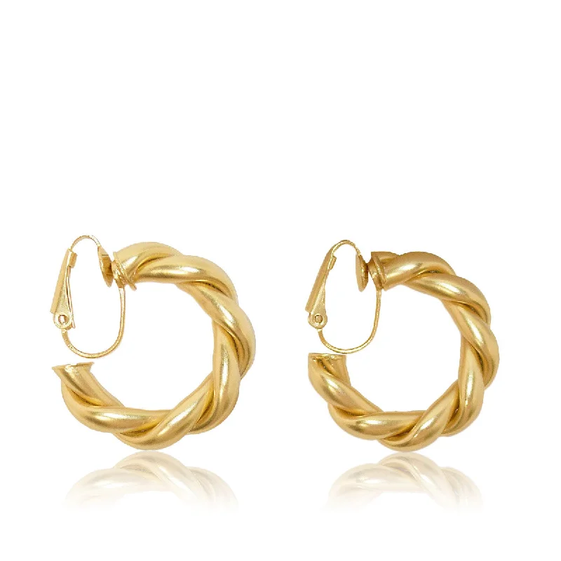 Twisted Rope Clip Hoop Earrings