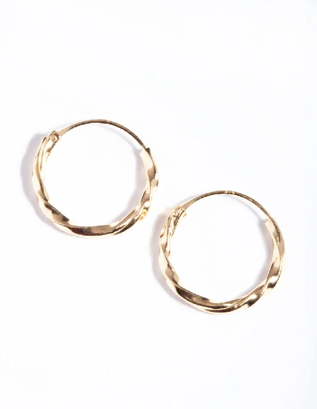 Gold Plated Sterling Silver 13mm Twist Hoop Earrings