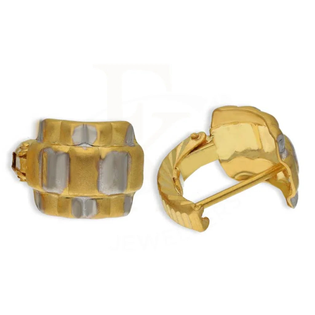 Dual Tone Gold Clip Earrings 22KT - FKJERN22K3105