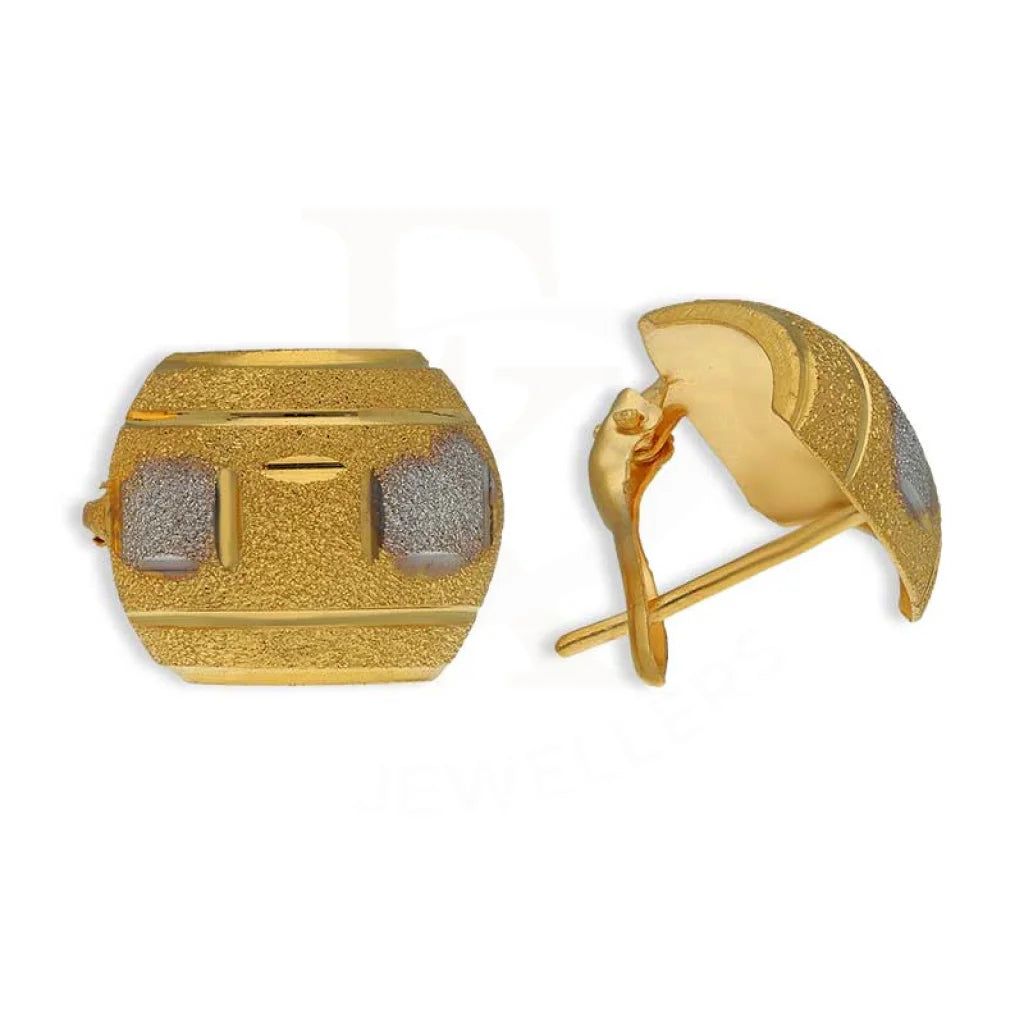 Dual Tone Gold Clip Earrings 22KT - FKJERN22K3108