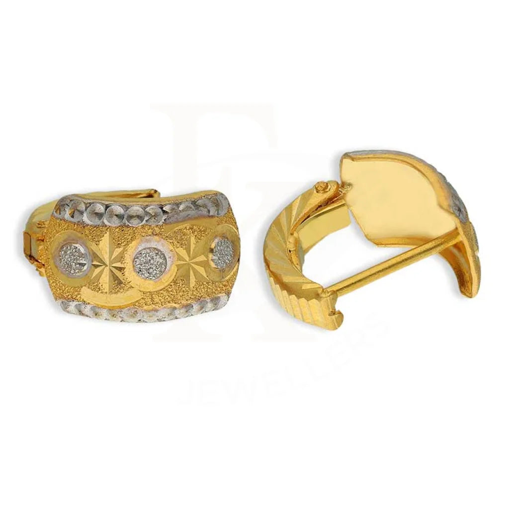 Dual Tone Gold Clip Earrings 22KT - FKJERN22K3109