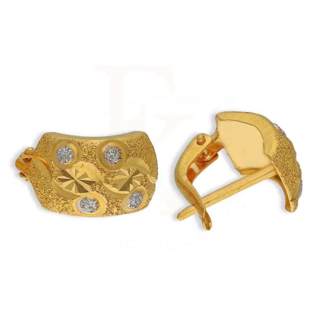 Dual Tone Gold Clip Earrings 22KT - FKJERN22K3114