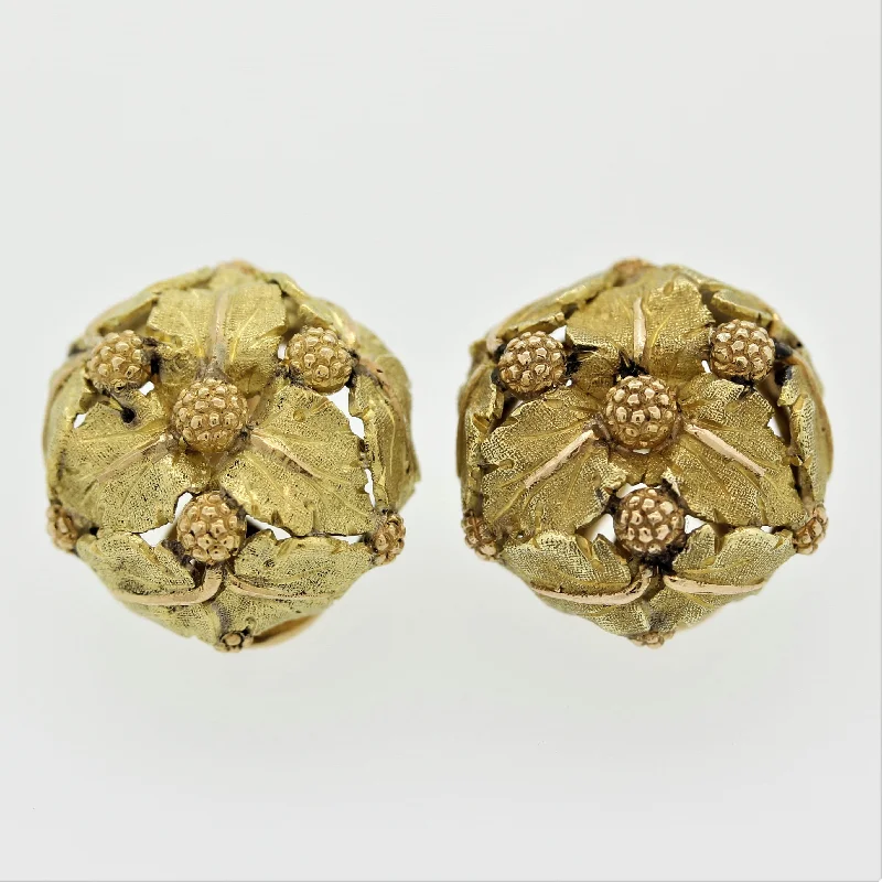 Italian Buccellati Gold Foliage Ear-Clip Earrings