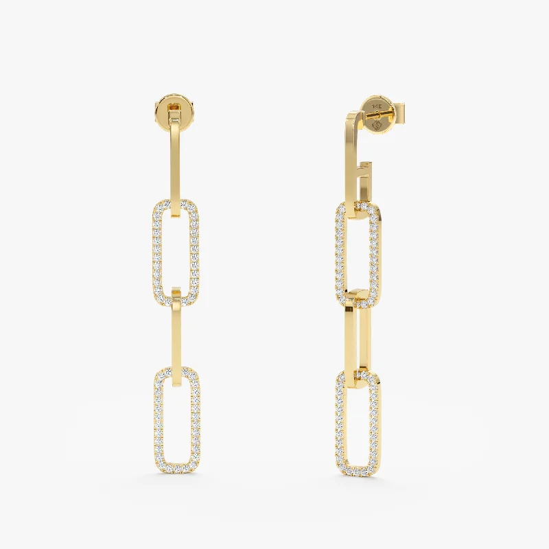 Long Diamond Paperclip Earrings, Talia