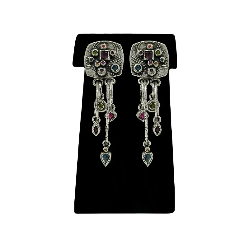 Patricia Locke Fortune Teller Clip Earrings in Silver Murano